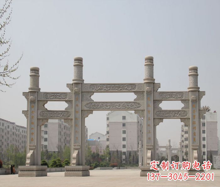 张掖上中领雕塑:牌坊石雕定制