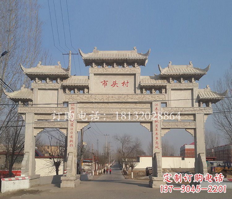 张掖景区三门七楼石雕牌坊——精美绝伦的牌坊雕塑