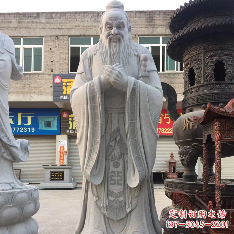张掖传承古典,精美绝伦的孔子石雕头像