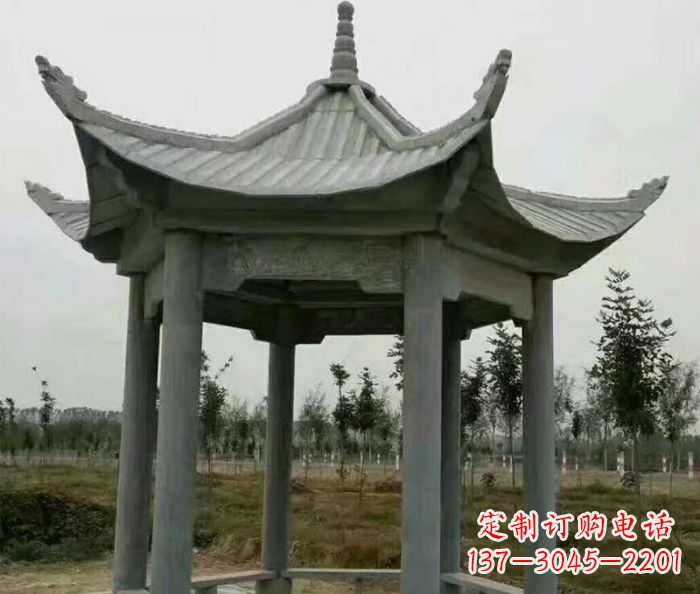 张掖六角石雕凉亭 (3)