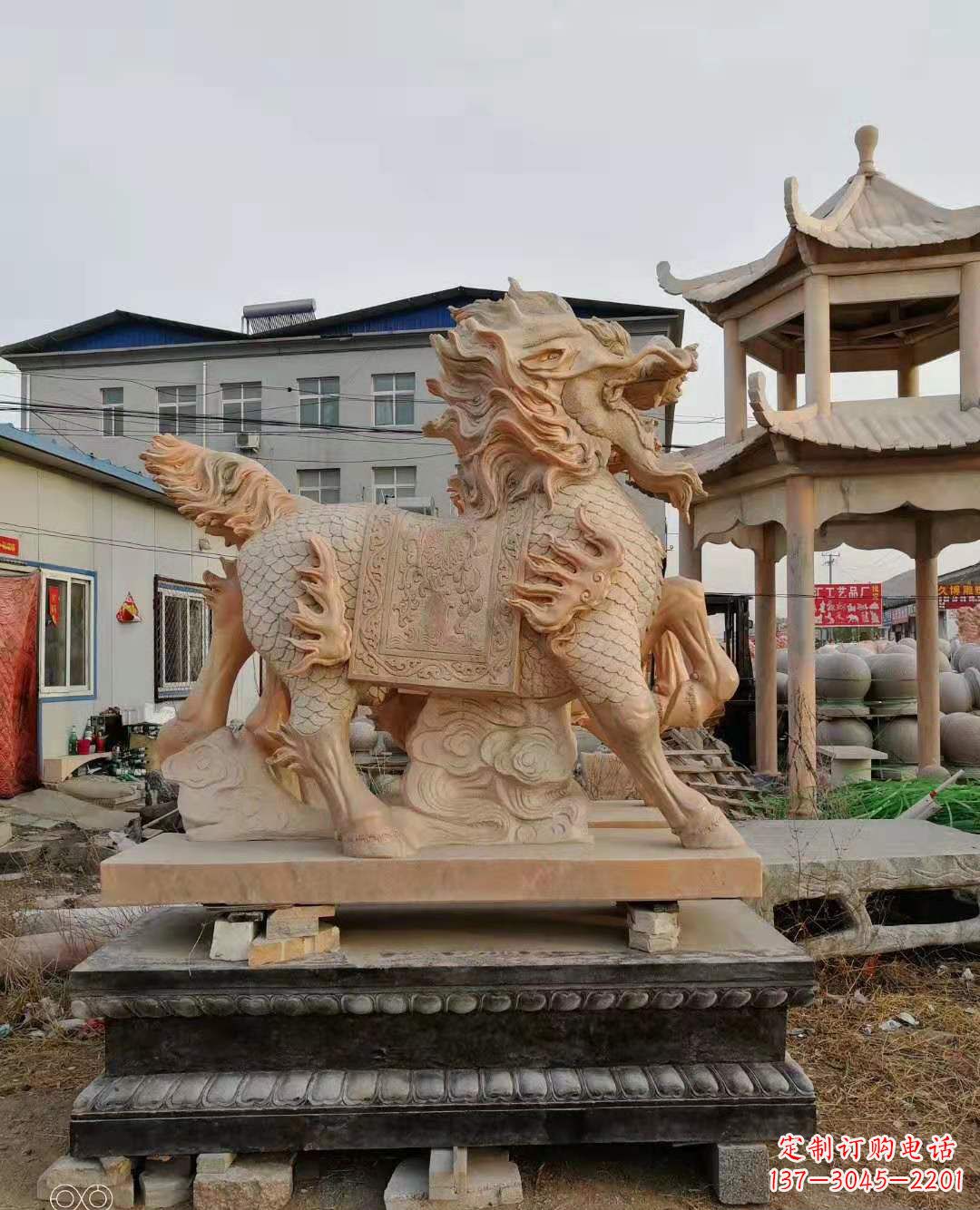张掖麒麟石雕，中领雕塑独特定制