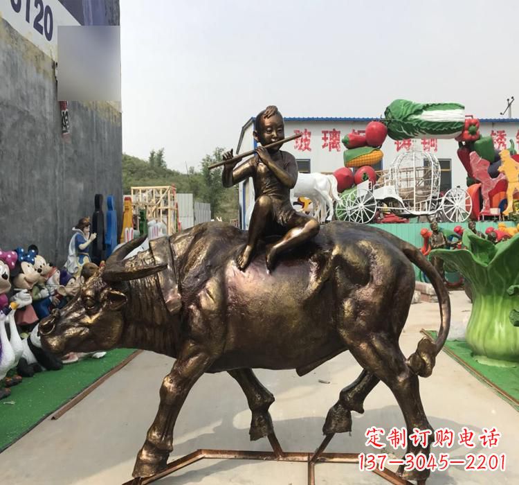 张掖中领雕塑的古典韵味牧童铜雕是一件绝美的雕…