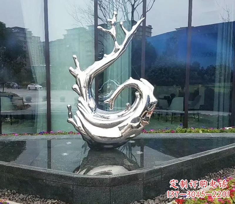 张掖炫耀雕塑——不锈钢火苗抽象雕塑