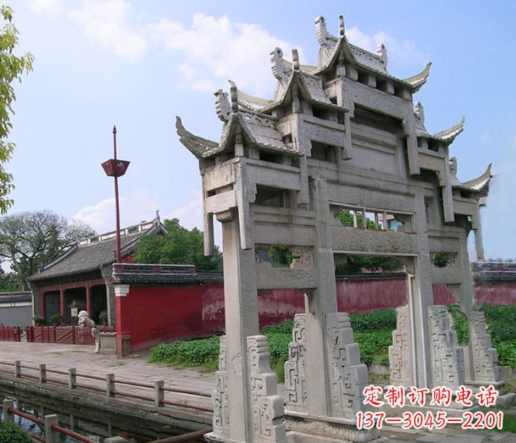 张掖三门大型牌坊石雕