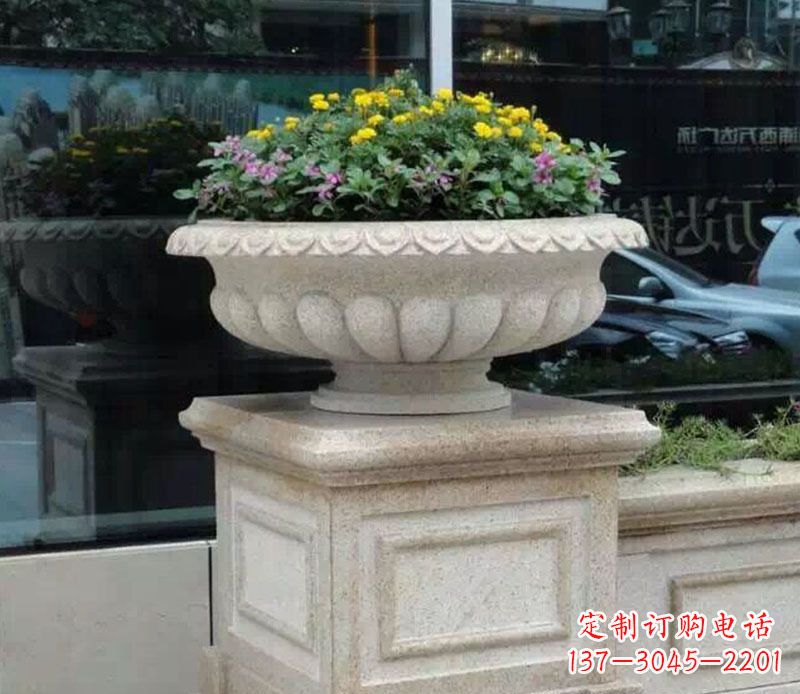 张掖精美大理石花盆雕塑