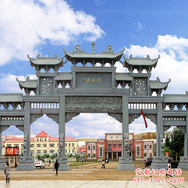 张掖石雕牌坊-专业牌楼雕塑定制
