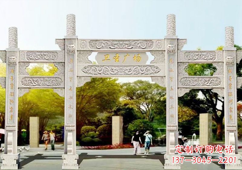 张掖石雕牌坊雕塑,尊贵而独特