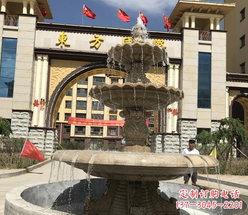张掖石雕小区大型喷泉雕塑