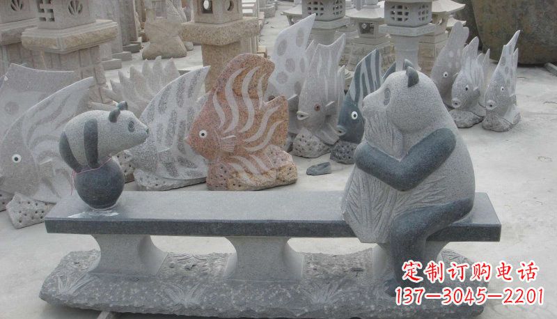 张掖石雕熊猫座椅