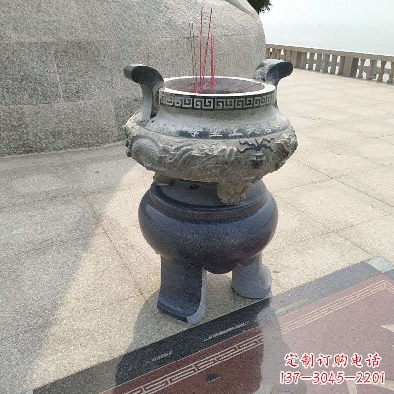 张掖石雕圆香炉