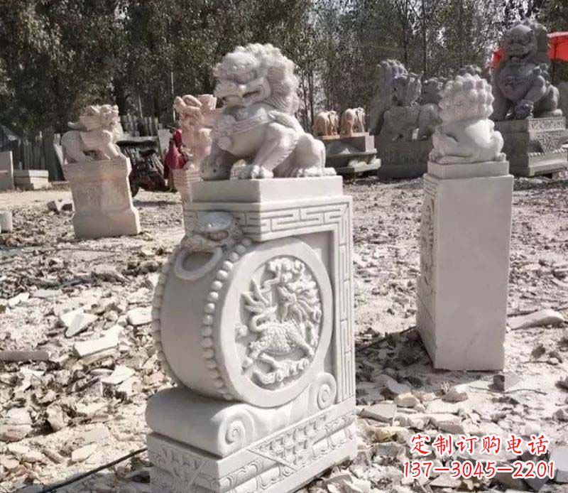 张掖石雕园林狮子抱鼓石