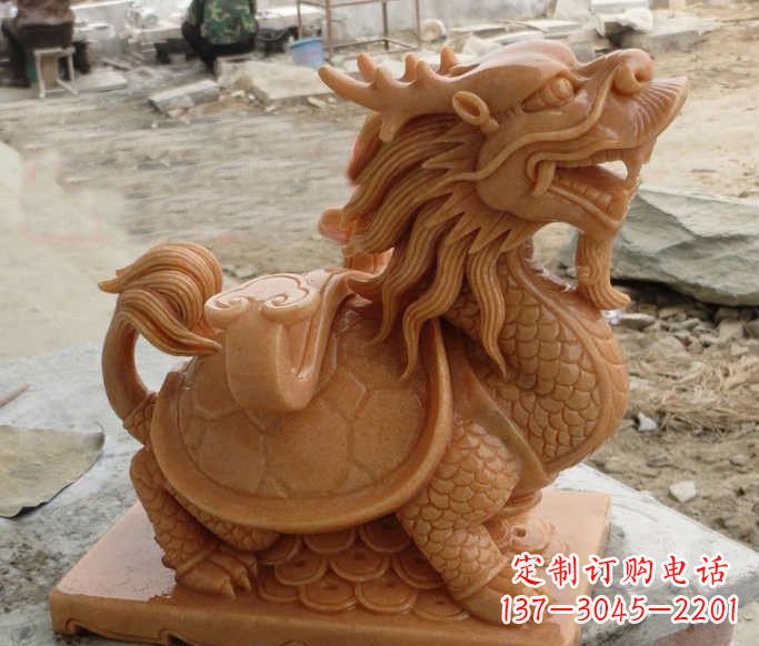 张掖石雕招财龙龟