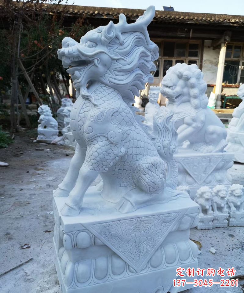 张掖石雕镇宅麒麟动物雕塑