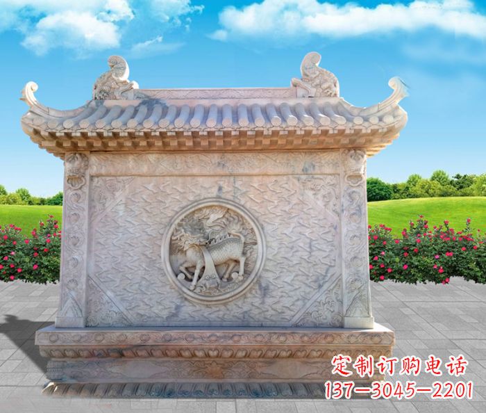 张掖石浮雕麒麟庭院影壁