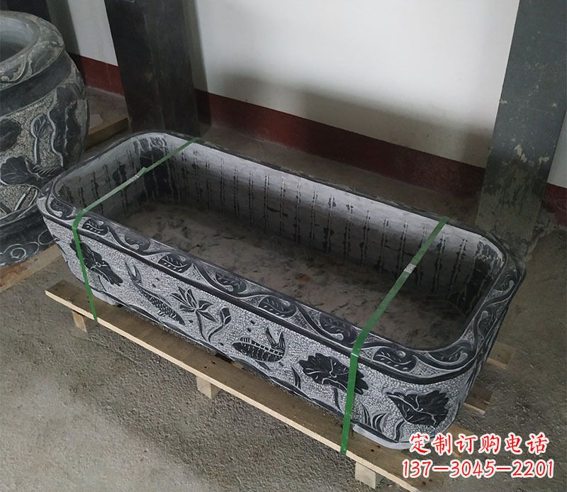 张掖石浮雕鱼缸仿古鱼缸石雕