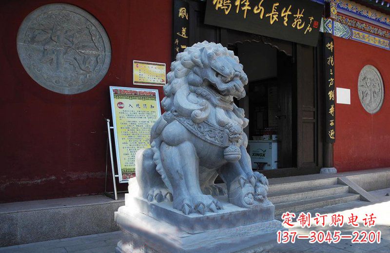张掖石狮子寺庙门口石雕
