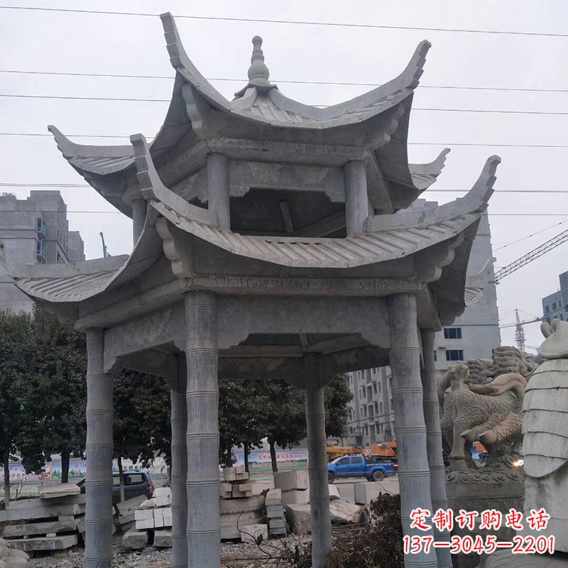 张掖双层八角石雕凉亭