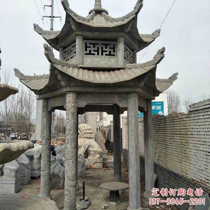 张掖双层大理石凉亭雕塑