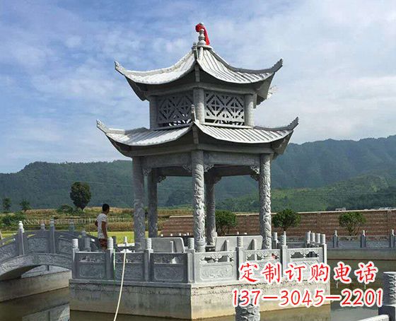 张掖双层仿古凉亭石雕_1