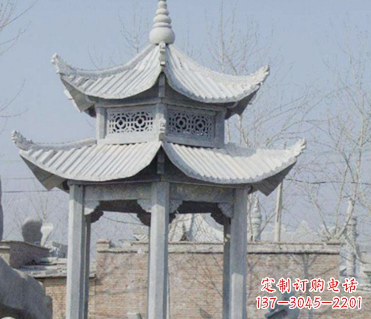 张掖双层仿古六角凉亭石雕
