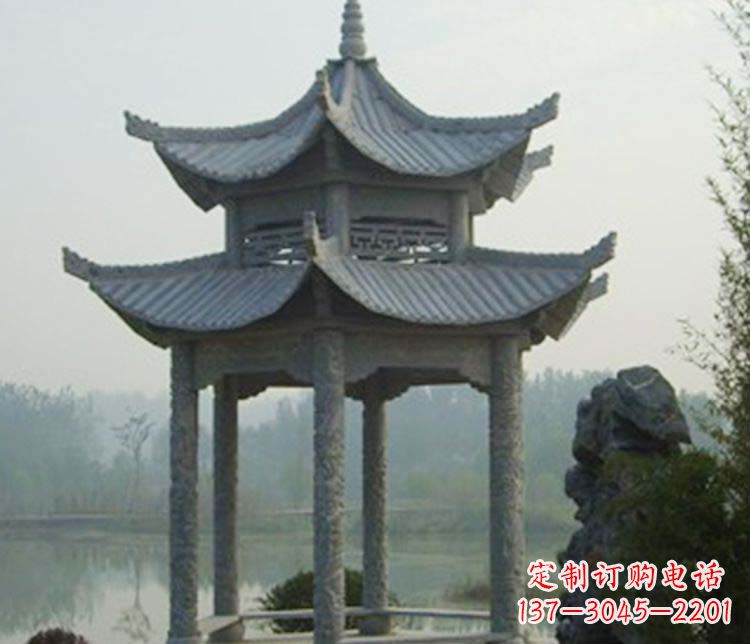 张掖双层仿古凉亭石雕_2