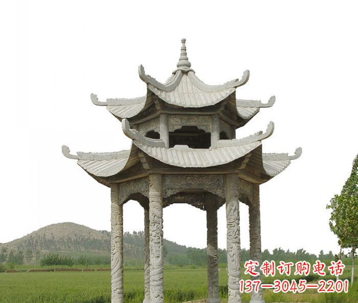 张掖双层仿古石雕凉亭