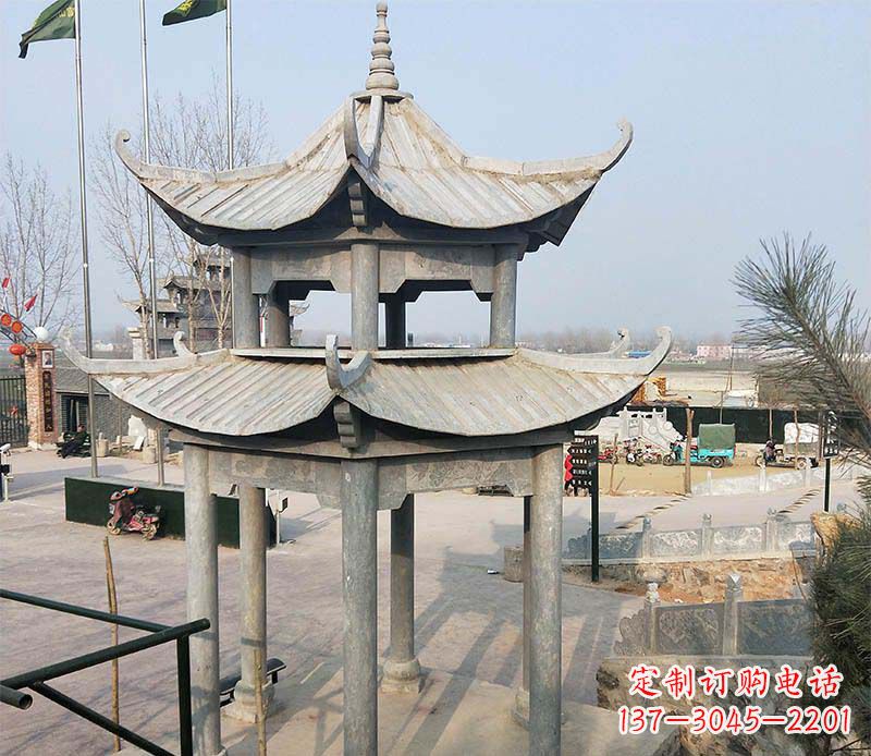 张掖双层户外凉亭石雕