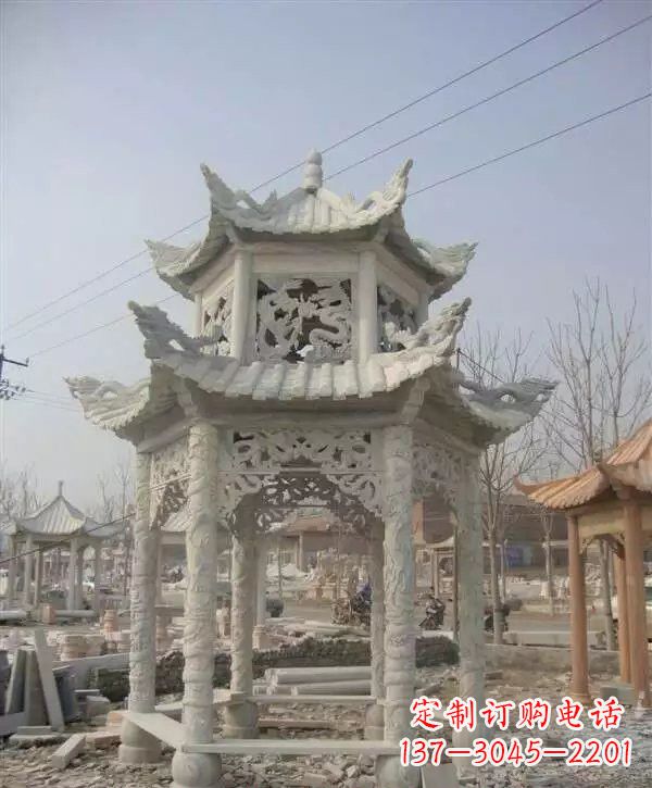 张掖双层凉亭石雕