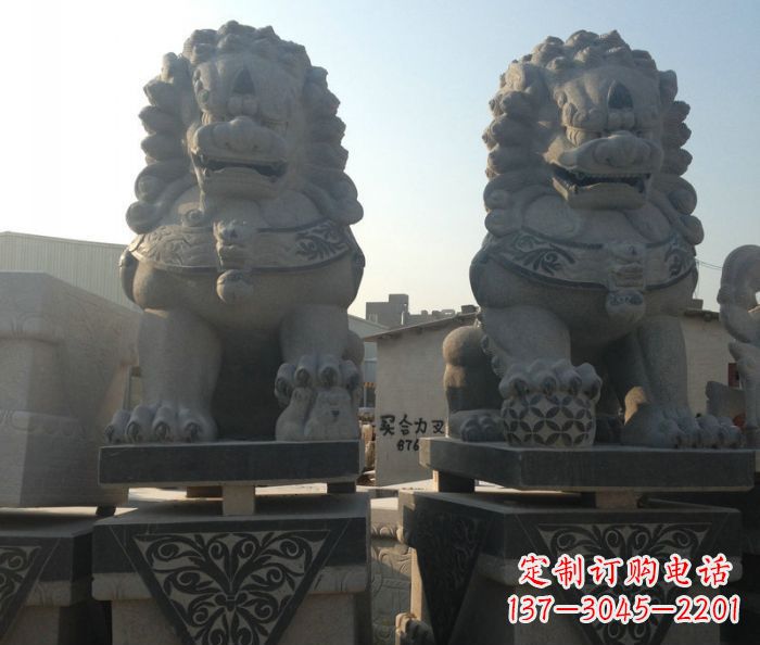 张掖寺庙景观仿古石狮子 (2)