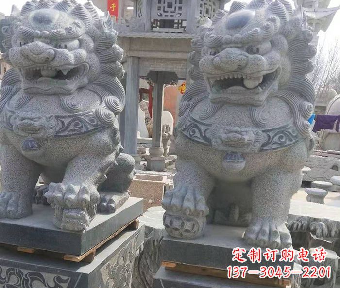张掖寺庙景观仿古石狮子 (3)