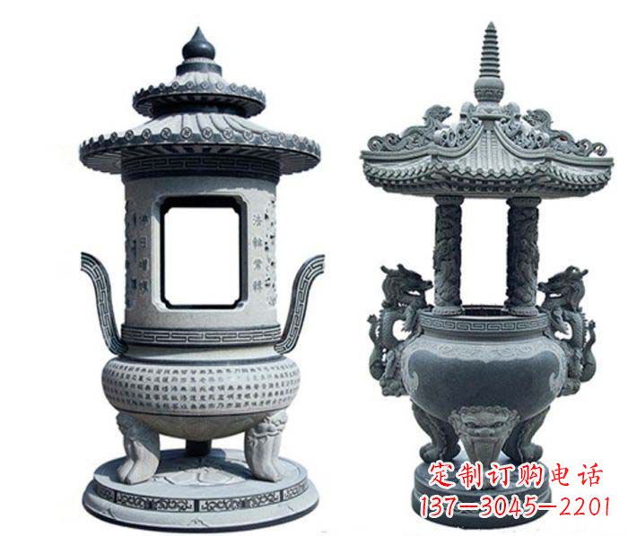 张掖寺庙景观仿古香炉石雕