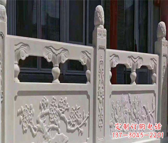 张掖寺庙景观汉白玉石浮雕栏板 (2)