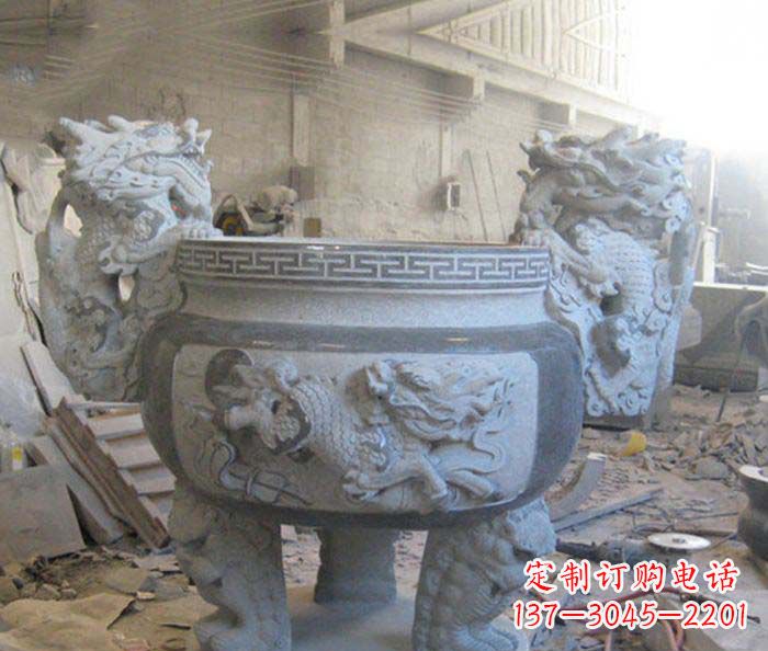 张掖寺庙景观龙头水缸石雕