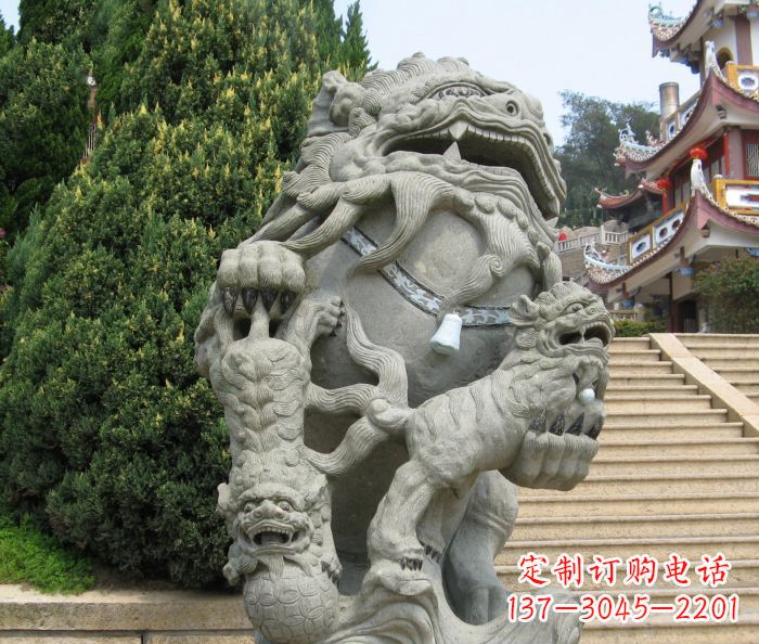 张掖寺庙景观狮子石雕