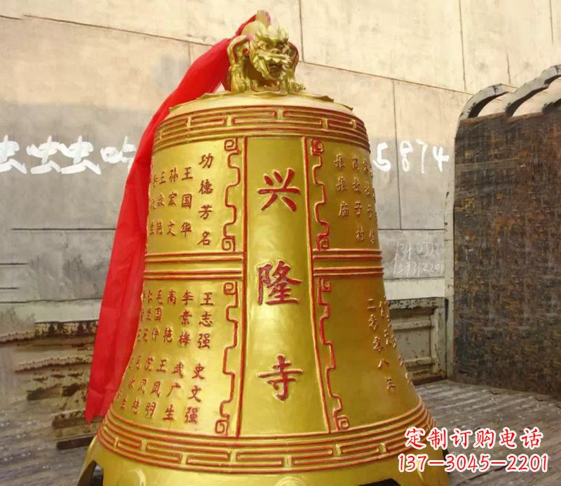 张掖寺庙景观铜钟雕塑