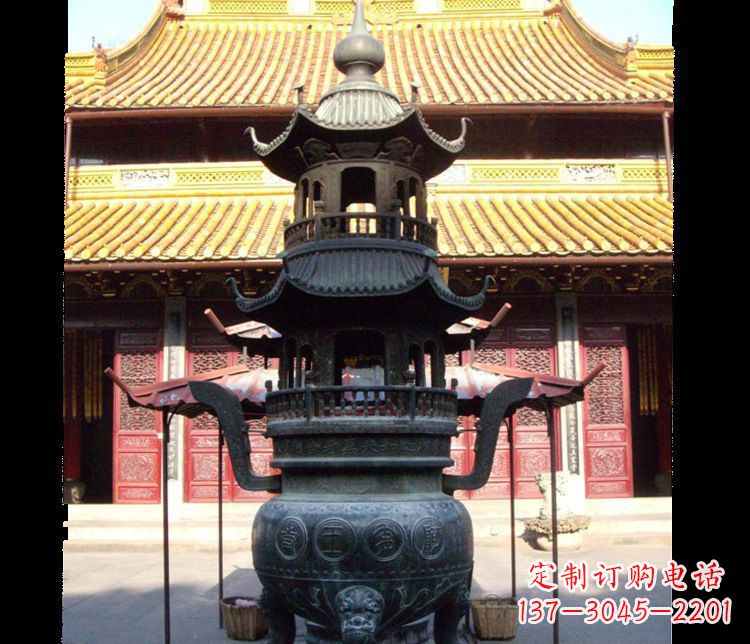张掖寺庙景观香炉铜雕