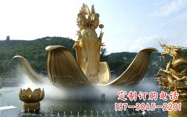 张掖寺庙三面观音雕像