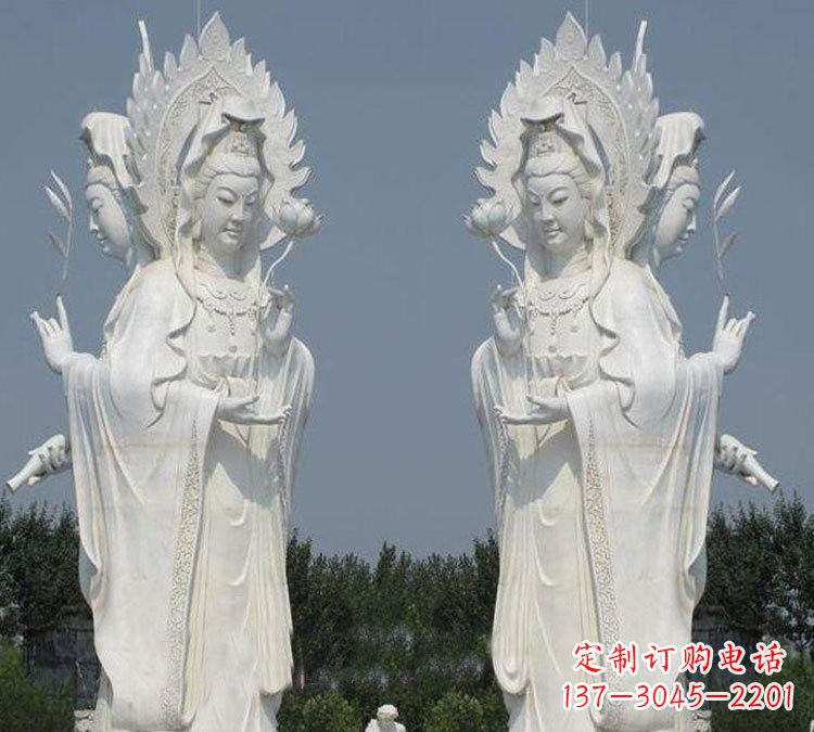 张掖寺庙三面观音菩萨雕塑