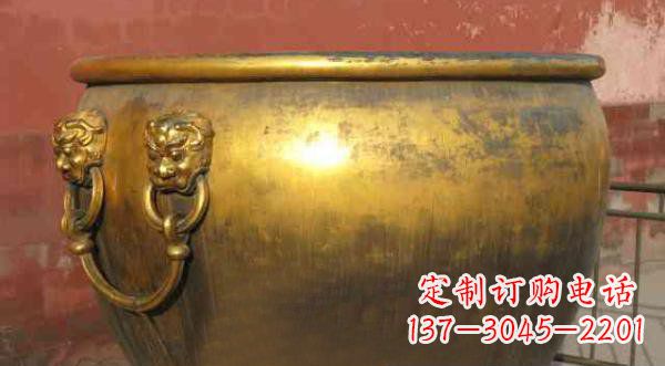 张掖寺庙水缸铜雕 (2)