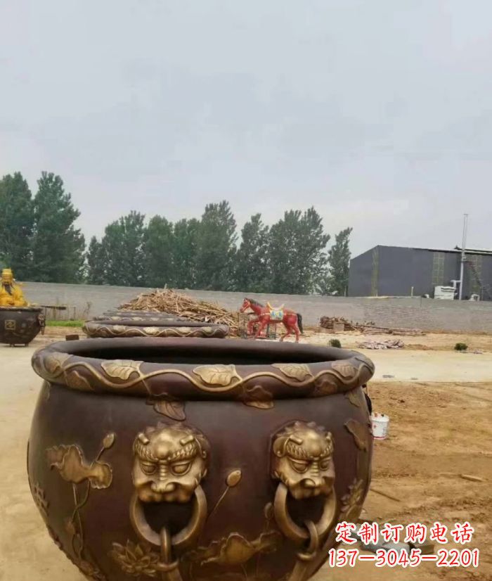 张掖寺庙水缸铜雕 (4)