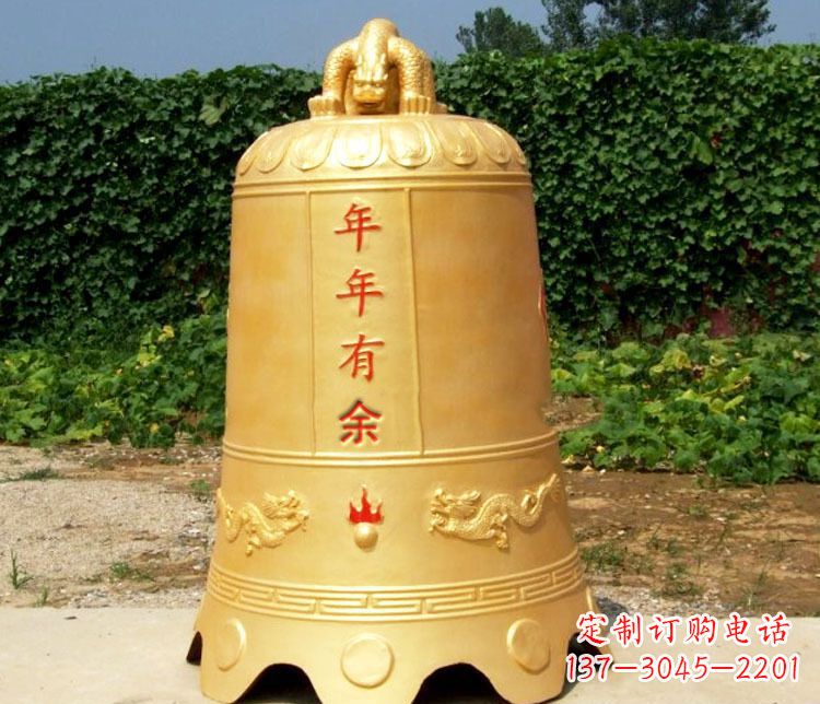 张掖寺庙铜钟雕塑 (2)