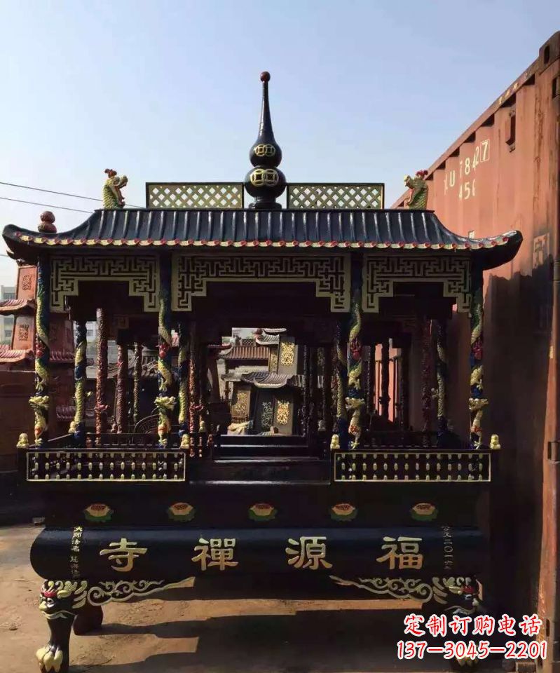 张掖寺庙香炉铜雕 (2)