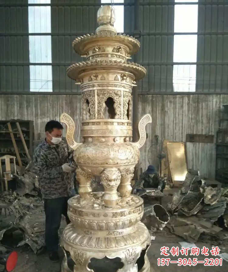 张掖寺庙香炉铜雕 (5)