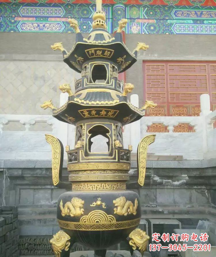 张掖寺庙香炉铜雕_1
