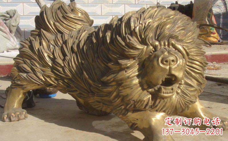 张掖松狮犬动物铜雕