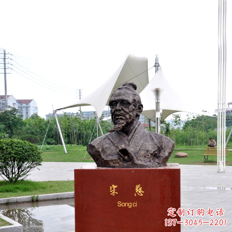 张掖宋慈铸铜头像雕塑-古代十大名医园林广场人物雕塑