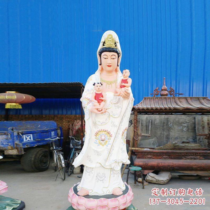张掖送子观音彩绘玻璃钢雕塑