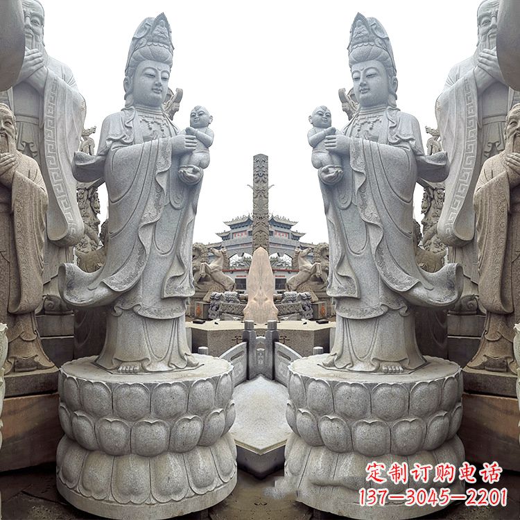 张掖送子观音青石雕塑