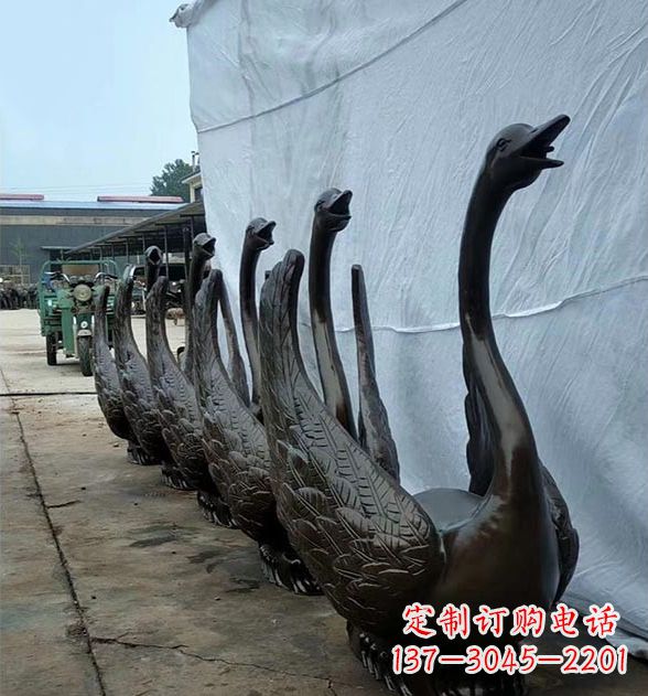 张掖天鹅喷泉铜雕,园林喷泉水景流水组件