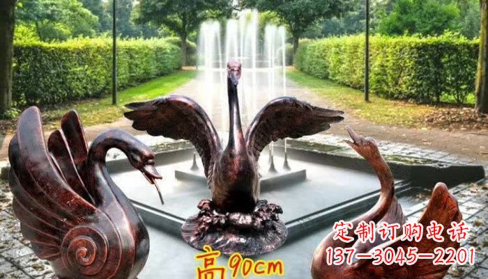 张掖天鹅喷泉铜雕塑